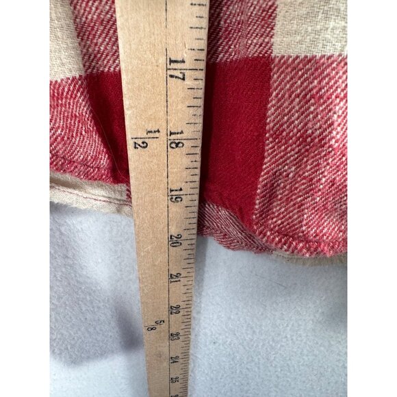 American Eagle hooded plaid crop relaxed button top red preppy sz M - Picture 6 of 7